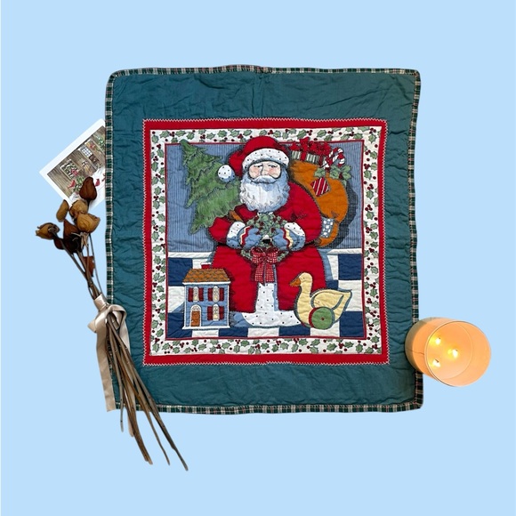 Vintage 90s Christmas Santa Claus one panel curtain decoration - Picture 6 of 12